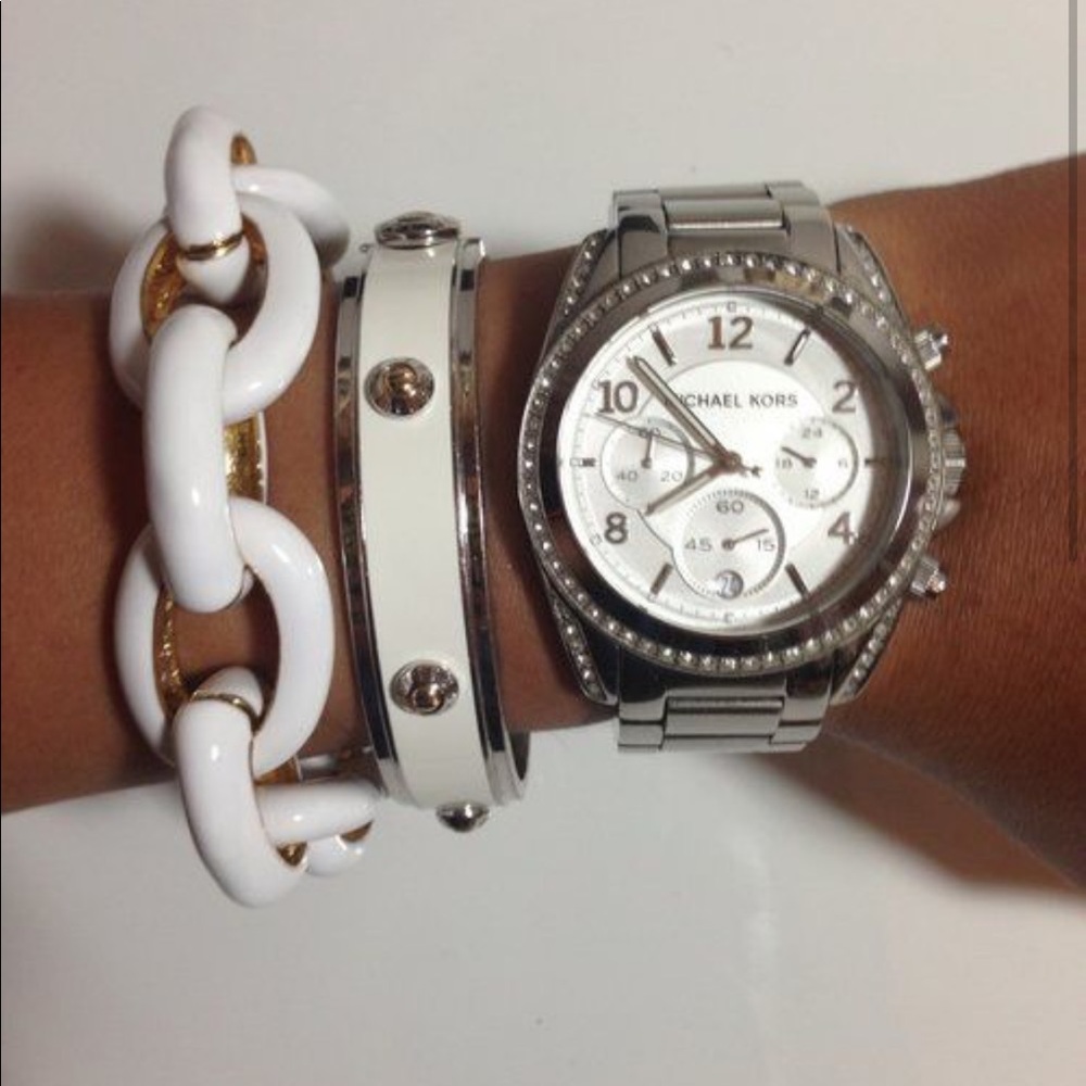 Michael Kors Oversized Blair Pavé Silver Watch